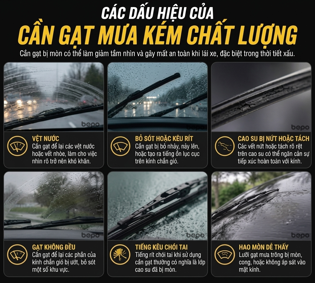 Dấu hiệu gạt mưa xe Aston Martin DB11 bị hỏng cần thay mới